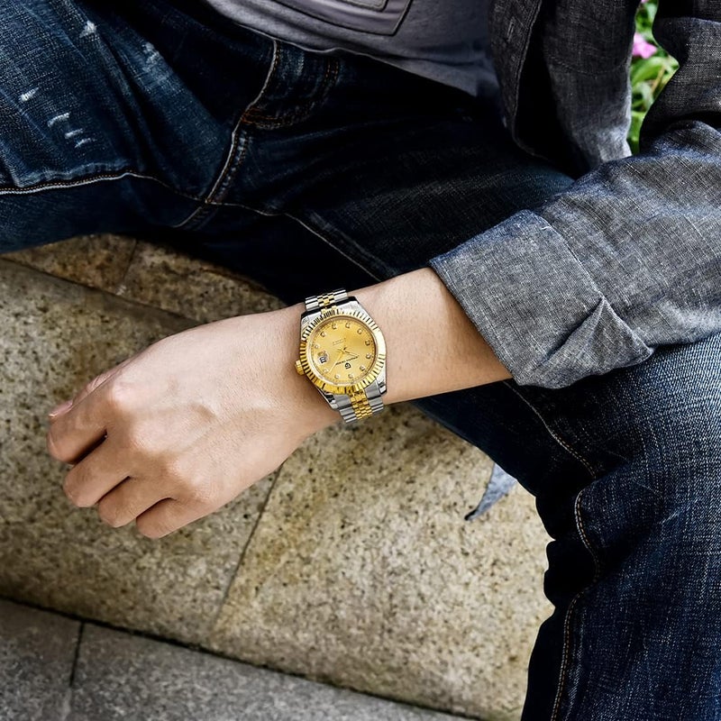 PAGANI DESIGN ساعة باجاني ديزاين 2022 للرجال الأوتوماتيكية الفاخرة - مقاومة للماء من الفولاذ المقاوم للصدأ مع قرص ذهبي - Image 2